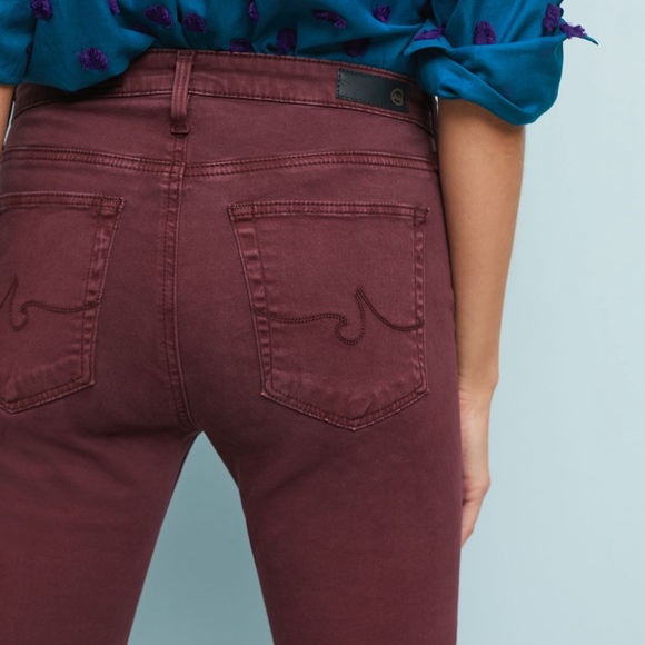 AG JEANS The Abbey Sateen Mid-Rise Skinny Ankle Jeans - Wine - LSS1788 - Sz 24 - Picture 5 of 13
